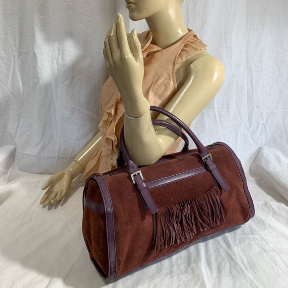 BURBERRY Purple Suede Fringed Barrel Tassel - Picture 14 of 14